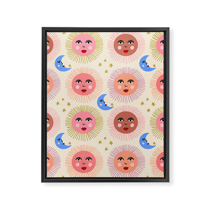 Retro Sun and Moon  Framed Canvas Print Gallery Image 8
