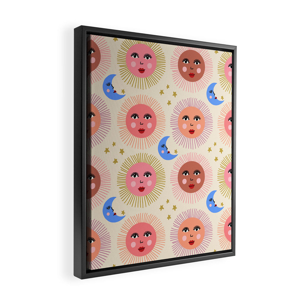 Retro Sun and Moon  Framed Canvas Print Gallery Image 2