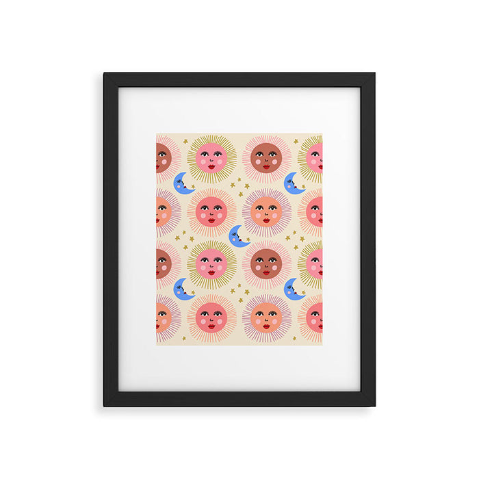Retro Sun and Moon  Framed Art Print Gallery Image 1