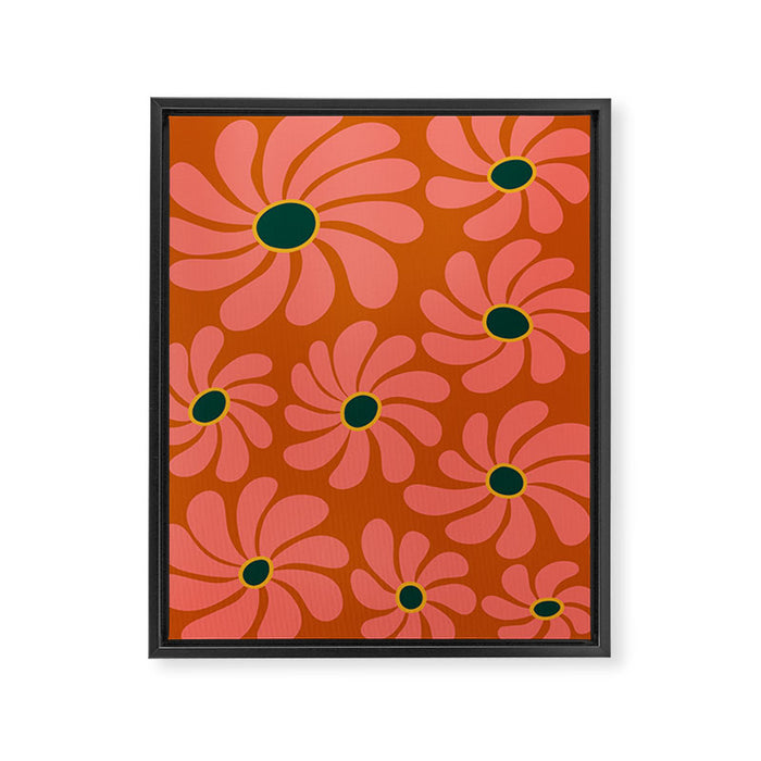 Retro Super Bloom - 70's Vibe Boho Colors Framed Canvas Print Gallery Image 1