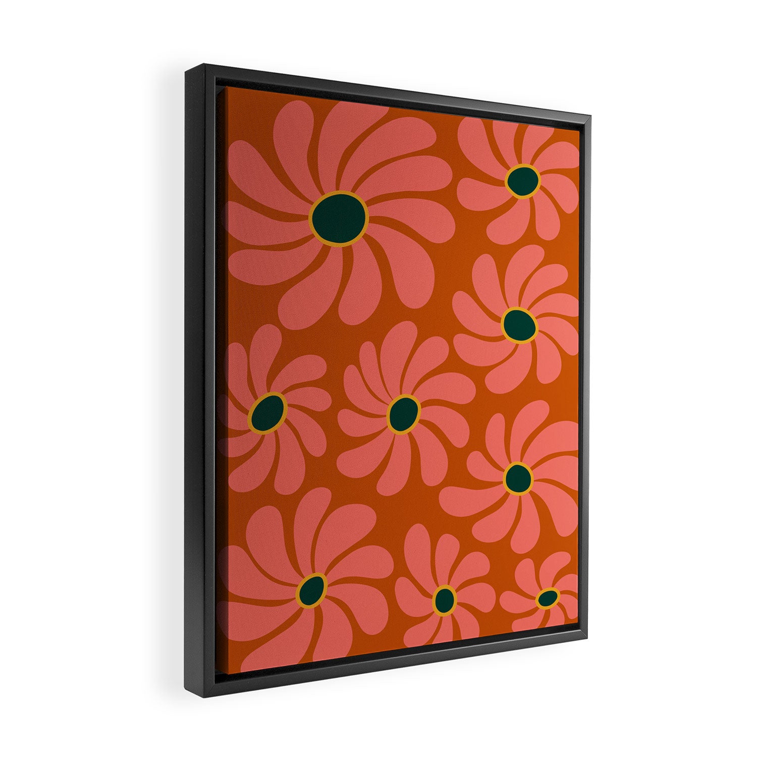 Retro Super Bloom - 70's Vibe Boho Colors Framed Canvas Print Gallery Image 2