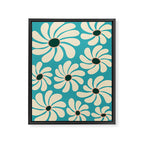 Retro Super Bloom - 70'S Vibe - Turquoise Framed Canvas Print Gallery Image 6