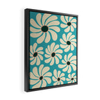 Retro Super Bloom - 70'S Vibe - Turquoise Framed Canvas Print Gallery Image 2