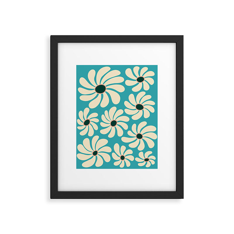 Retro Super Bloom - 70'S Vibe - Turquoise Framed Art Print Gallery Image 5