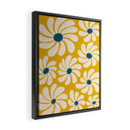 Retro Super Bloom - 70's Vibe - Yellow Framed Canvas Print Gallery Image 2