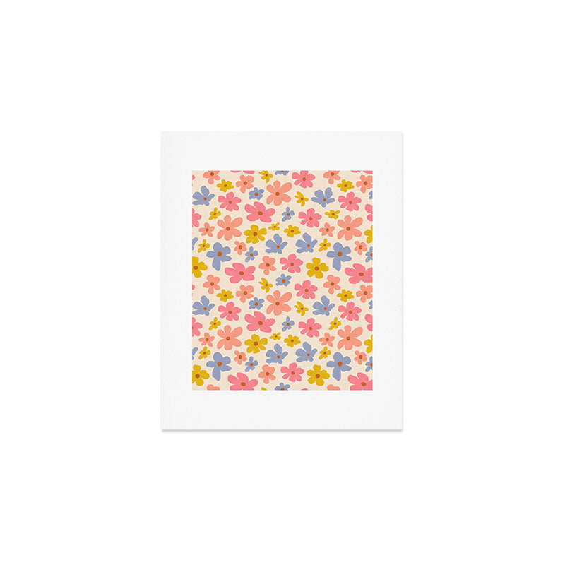 Retro vibe Small Daisies  Art Print Gallery Image 1