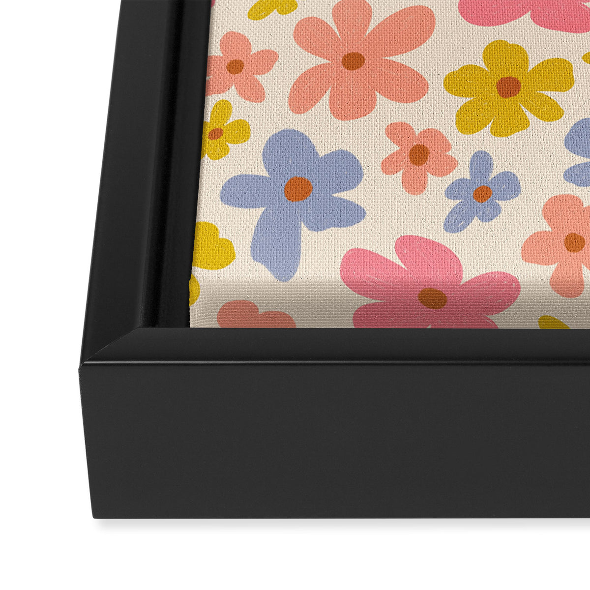 Retro vibe Small Daisies  Framed Canvas Print Gallery Image 3
