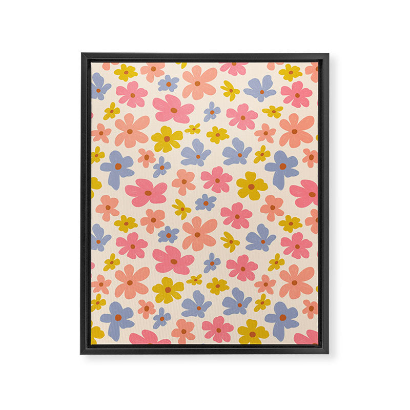 Retro vibe Small Daisies  Framed Canvas Print Gallery Image 8