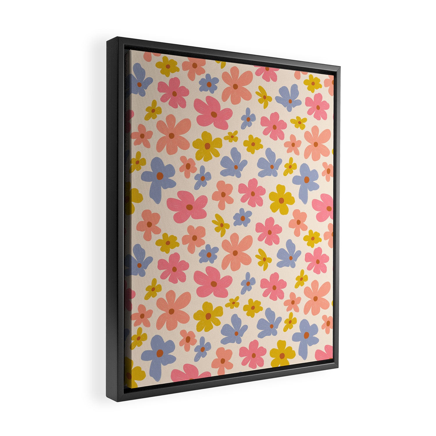 Retro vibe Small Daisies  Framed Canvas Print Gallery Image 2