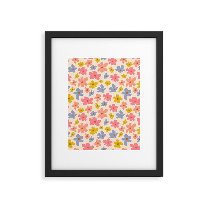Retro vibe Small Daisies  Framed Art Print Gallery Image 1