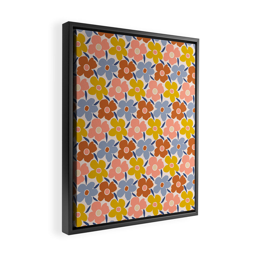 Retro Vintage Floral - 2  Framed Canvas Print Gallery Image 2