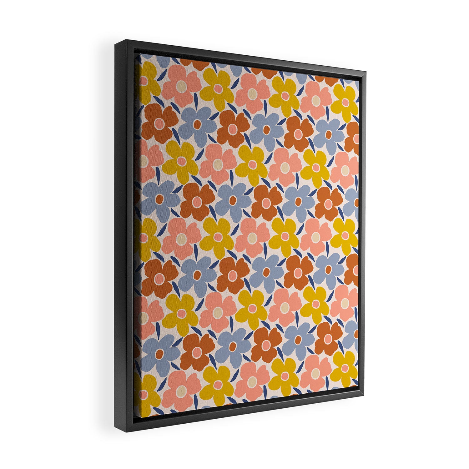 Retro Vintage Floral - 2  Framed Canvas Print Gallery Image 2