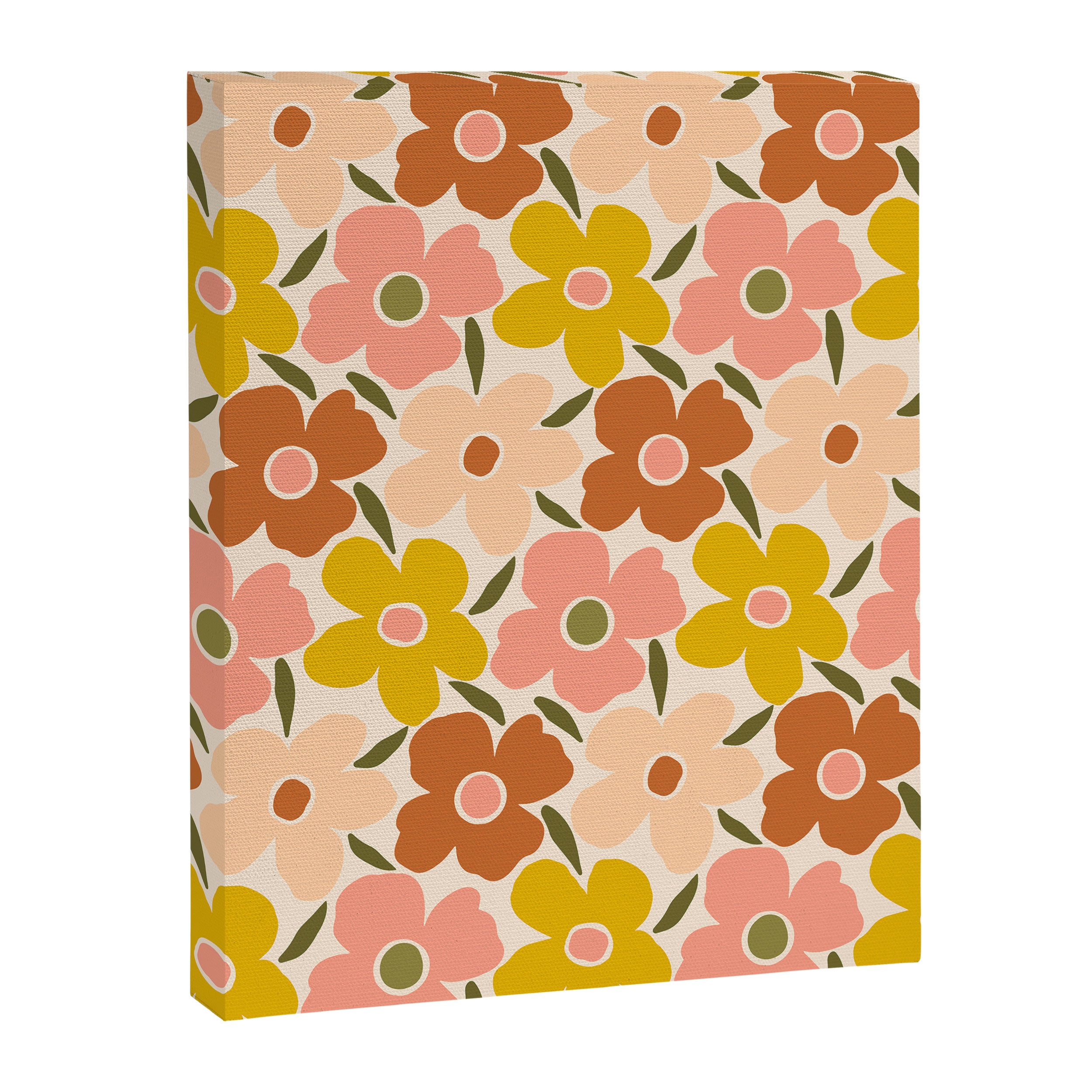 Retro Vintage Floral - Peach Canvas Print Gallery Image 6
