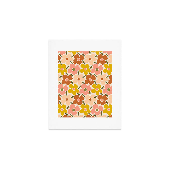 Retro Vintage Floral - Peach Art Print Gallery Image 1
