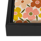 Retro Vintage Floral - Peach Framed Canvas Print Gallery Image 3