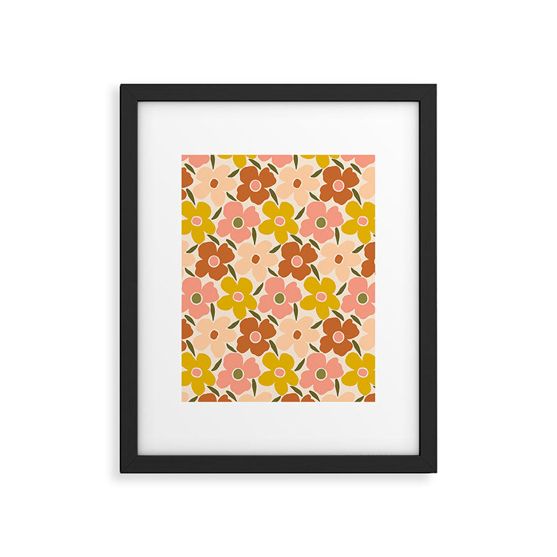 Retro Vintage Floral - Peach Framed Art Print Gallery Image 5