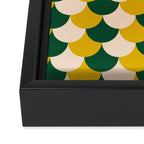 Scale Pattern / Art-deco - Green, Yellow and Cream Framed Canvas Print Gallery Image 3