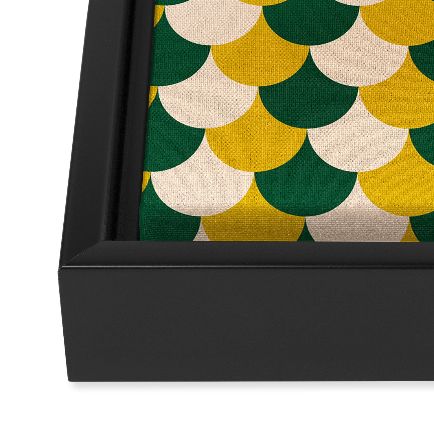 Scale Pattern / Art-deco - Green, Yellow and Cream Framed Canvas Print Gallery Image 3