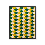Scale Pattern / Art-deco - Green, Yellow and Cream Framed Canvas Print Gallery Image 6