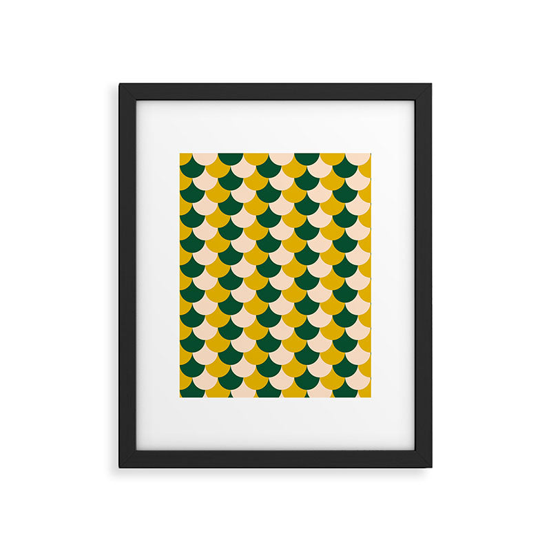Scale Pattern / Art-deco - Green, Yellow and Cream Framed Art Print Gallery Image 5