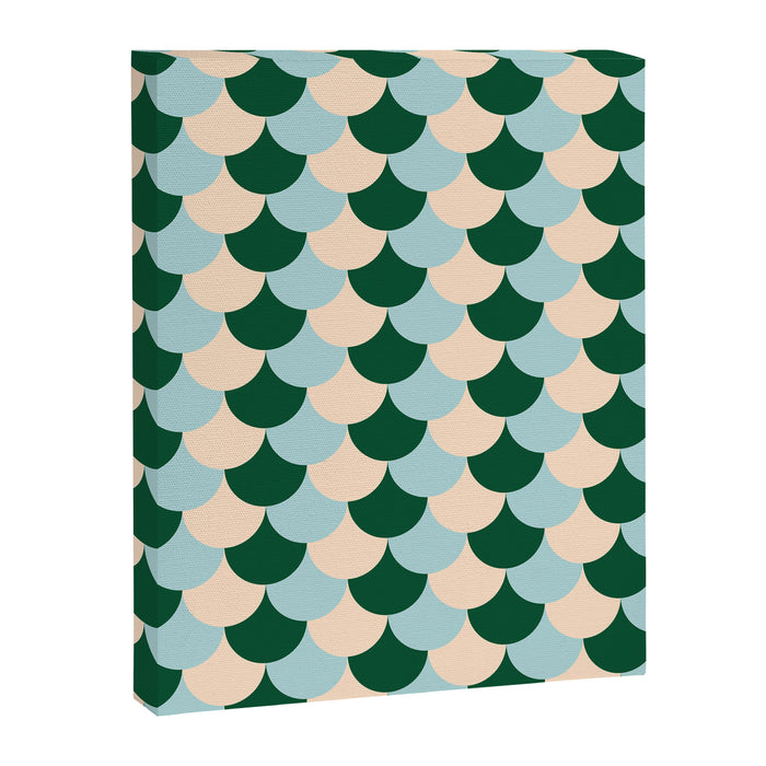 Scale Pattern / Art-deco - Light blue, Green and Cream Canvas Print Gallery Image 1