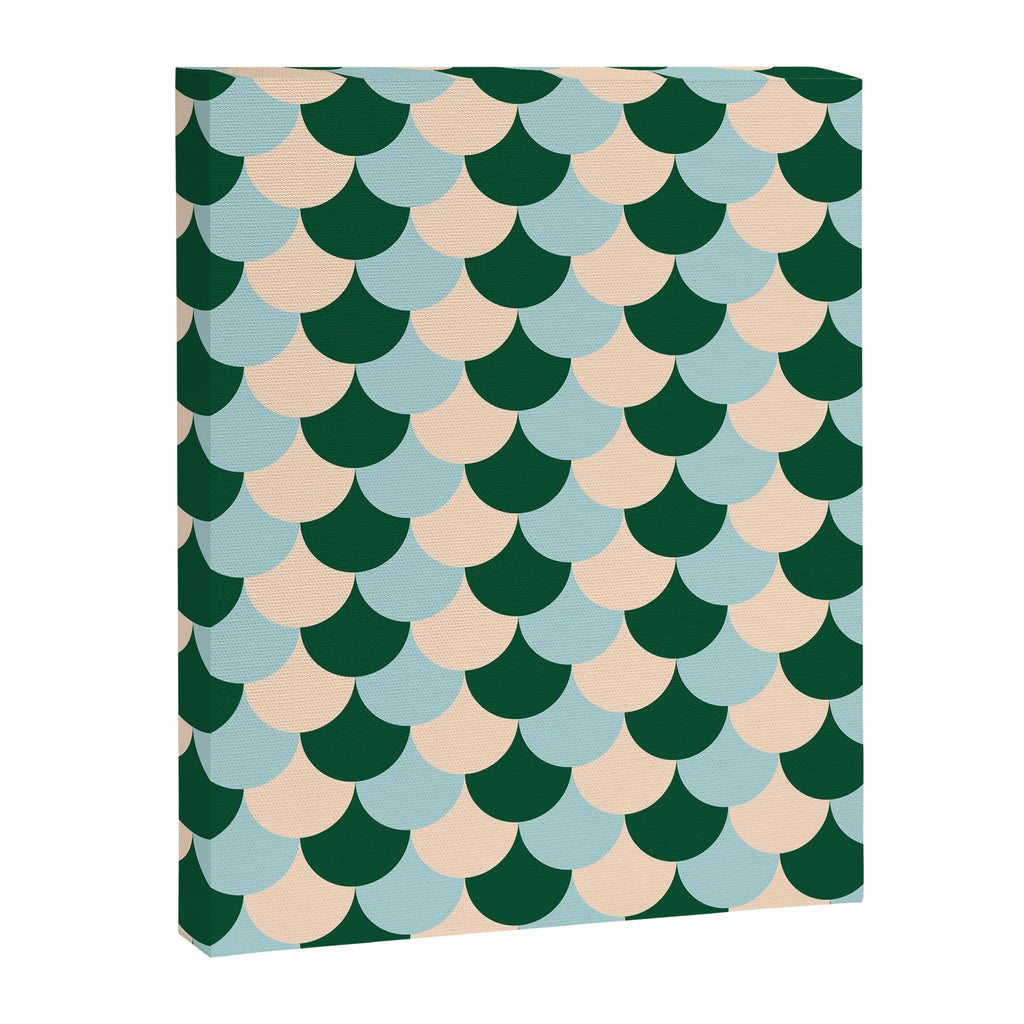 Scale Pattern / Art-deco - Light blue, Green and Cream Canvas Print Gallery Image 6