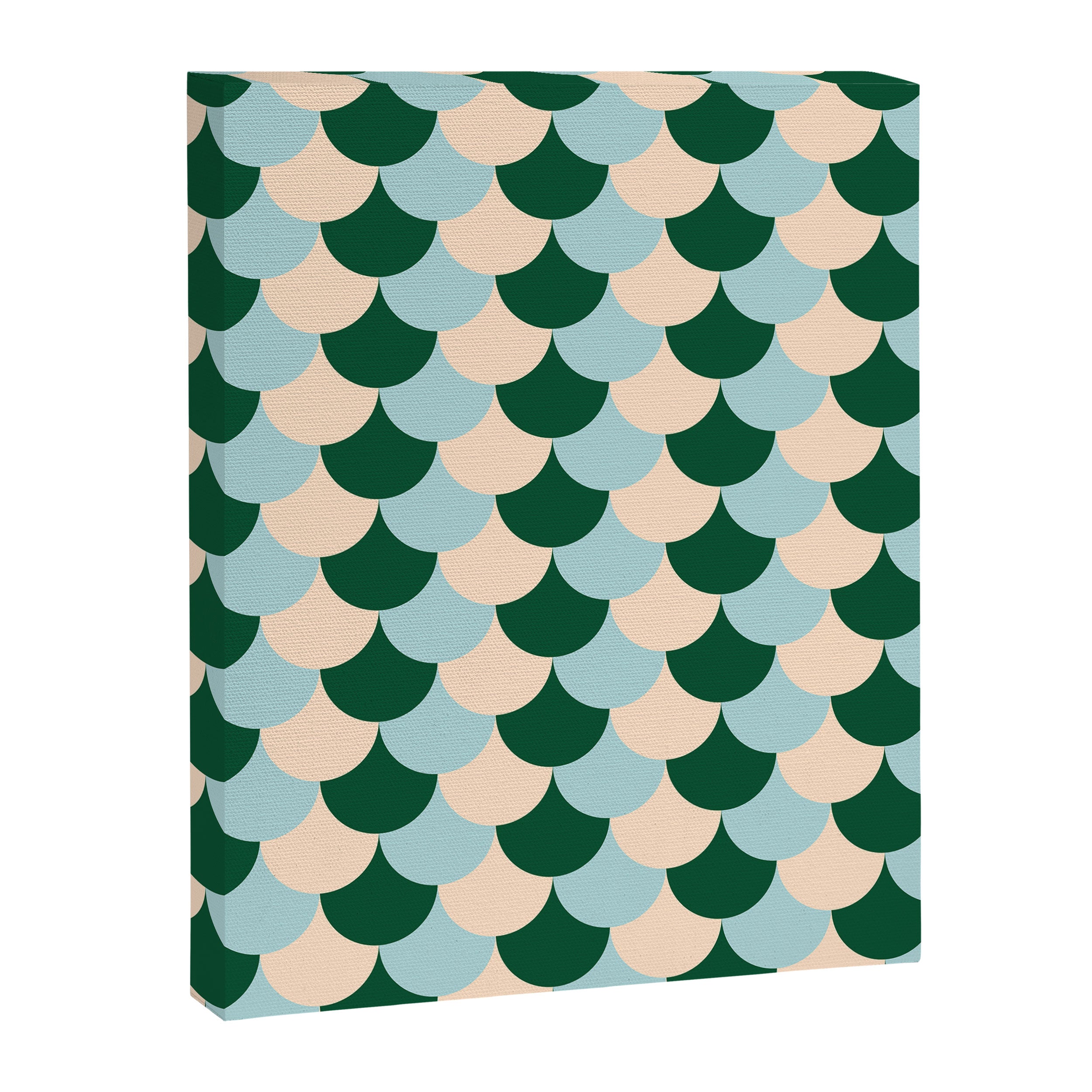 Scale Pattern / Art-deco - Light blue, Green and Cream Canvas Print Gallery Image 6