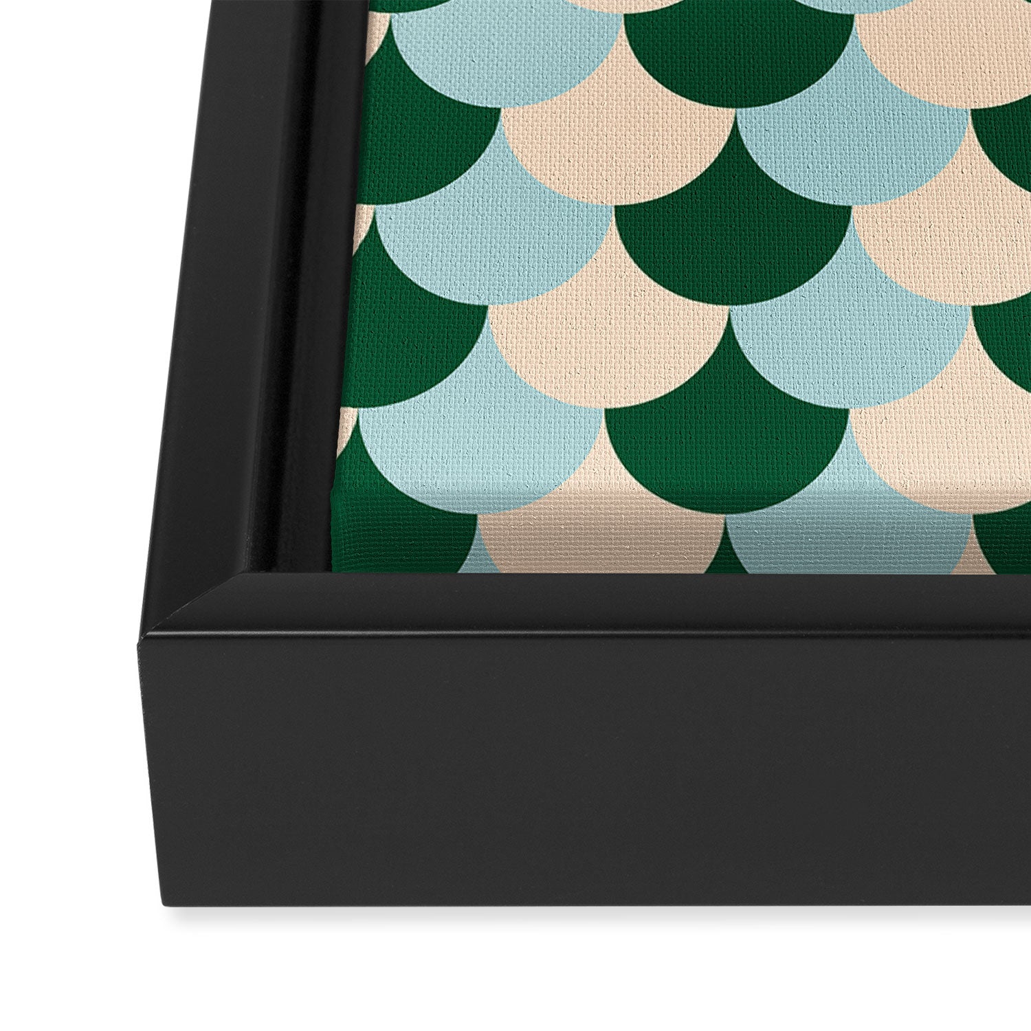 Scale Pattern / Art-deco - Light blue, Green and Cream Framed Canvas Print Gallery Image 3