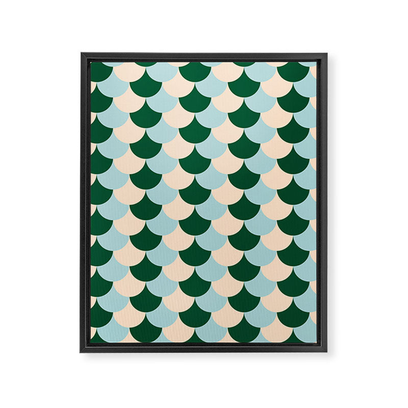 Scale Pattern / Art-deco - Light blue, Green and Cream Framed Canvas Print Gallery Image 6