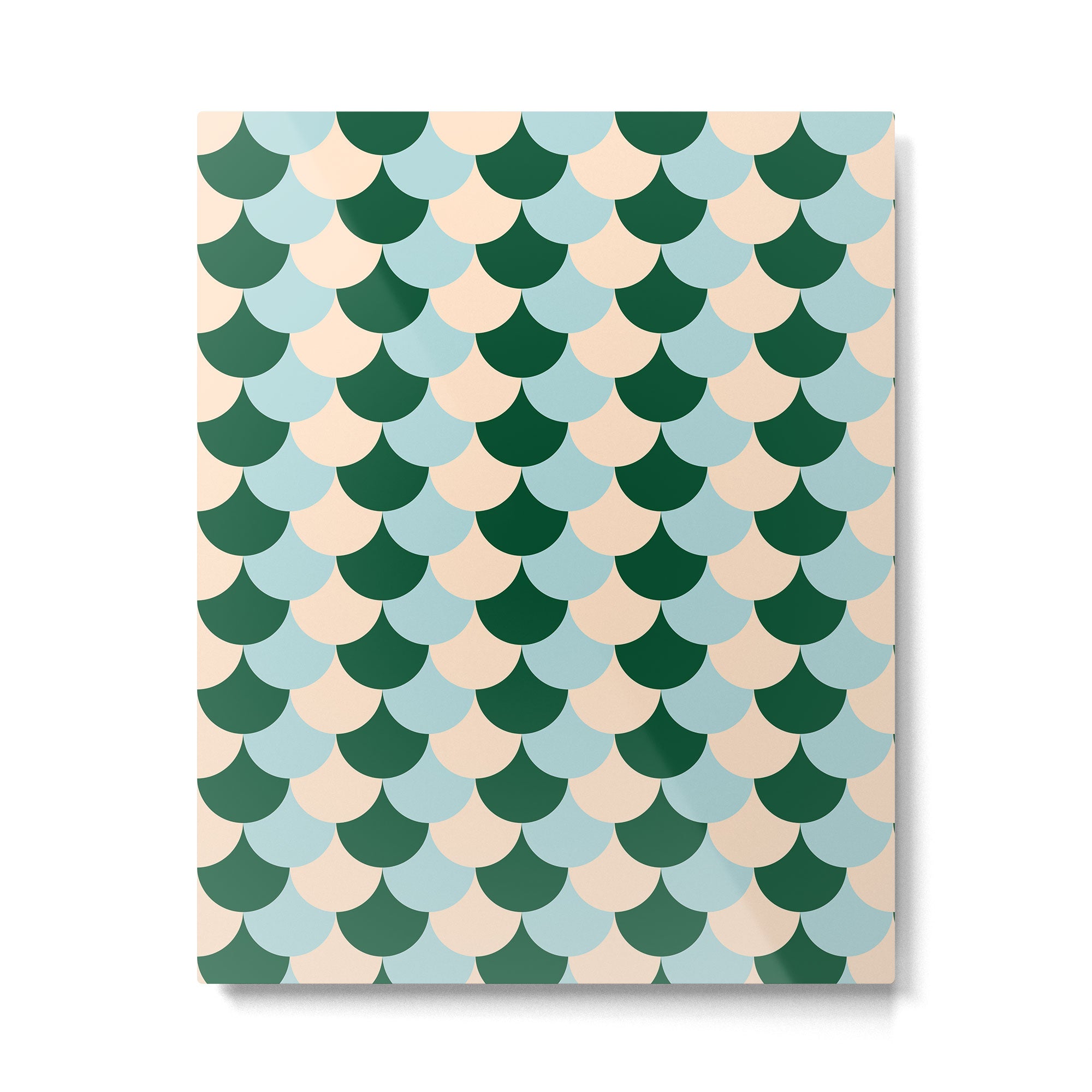 Scale Pattern / Art-deco - Light blue, Green and Cream Metal Print Gallery Image 4