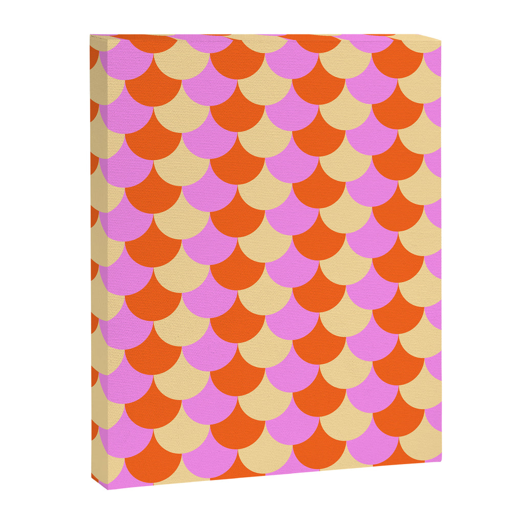 Scale Pattern / Art-deco - Pink, Orange, Cream Canvas Print Gallery Image 6