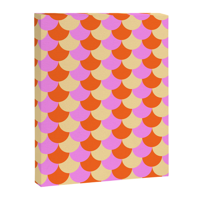 Scale Pattern / Art-deco - Pink, Orange, Cream Canvas Print Gallery Image 1