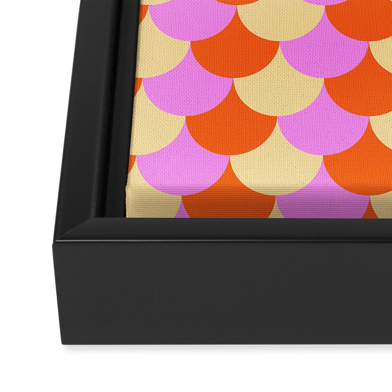 Scale Pattern / Art-deco - Pink, Orange, Cream Framed Canvas Print Gallery Image 3