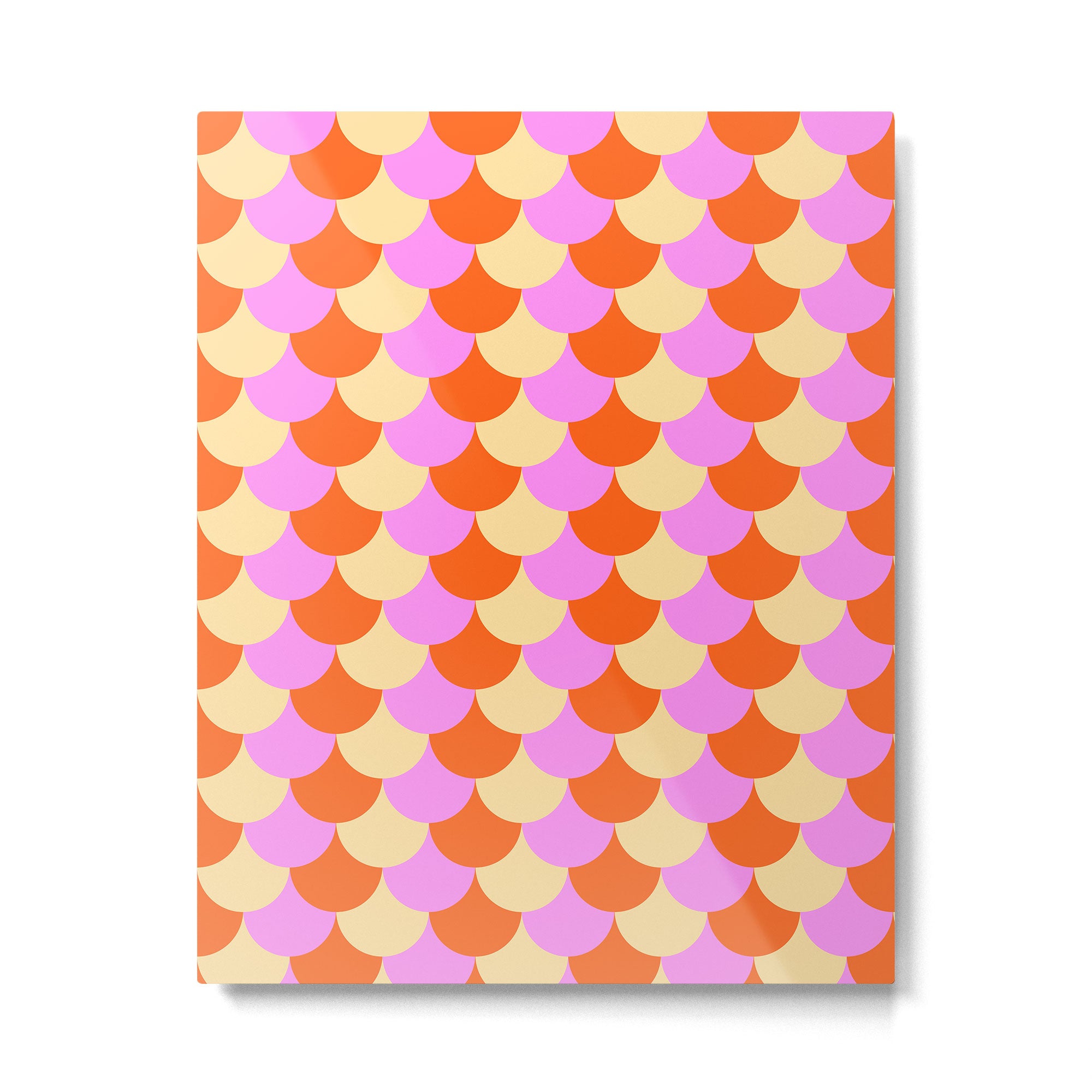 Scale Pattern / Art-deco - Pink, Orange, Cream Metal Print Gallery Image 4