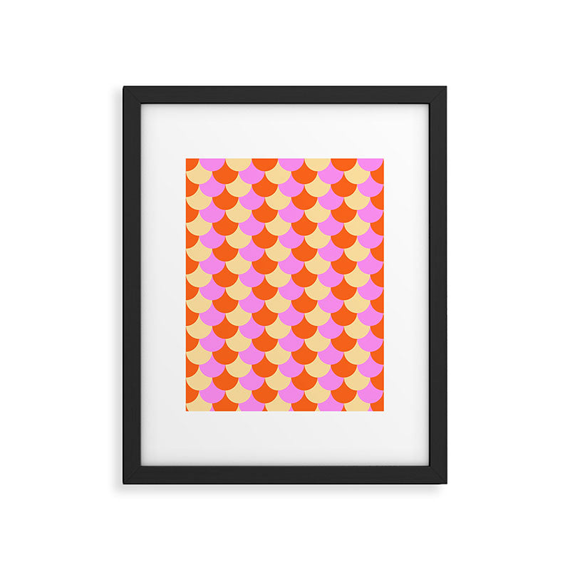 Scale Pattern / Art-deco - Pink, Orange, Cream Framed Art Print Gallery Image 5