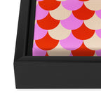 Scale Pattern / Art-deco - Pink, Red and Cream White Framed Canvas Print Gallery Image 3