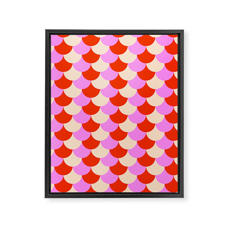 Scale Pattern / Art-deco - Pink, Red and Cream White Framed Canvas Print Gallery Image 6