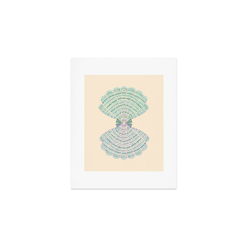 Scallop Seashell - blue, green and pink  Art Print Gallery Image 1
