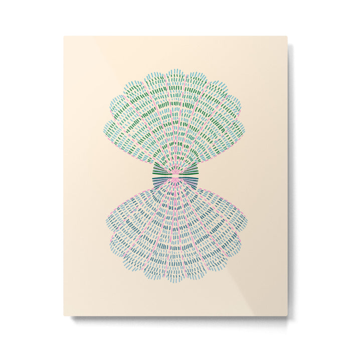 Scallop Seashell - blue, green and pink  Metal Print Gallery Image 1