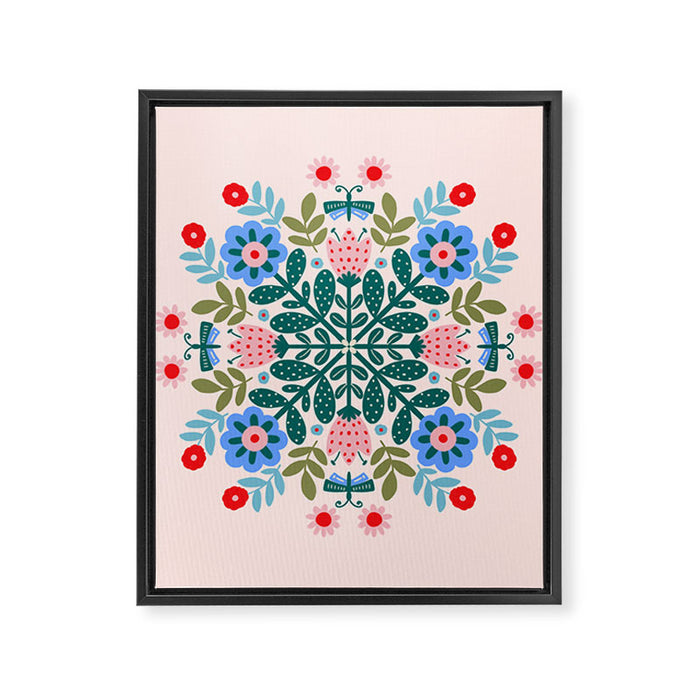 Scandinavian Folk Art Mandala  Framed Canvas Print Gallery Image 1