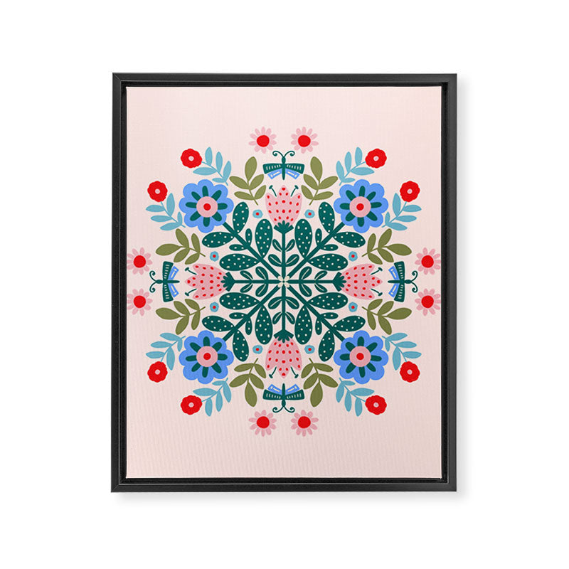 Scandinavian Folk Art Mandala  Framed Canvas Print Gallery Image 6