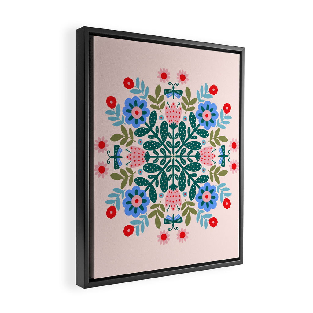 Scandinavian Folk Art Mandala  Framed Canvas Print Gallery Image 2
