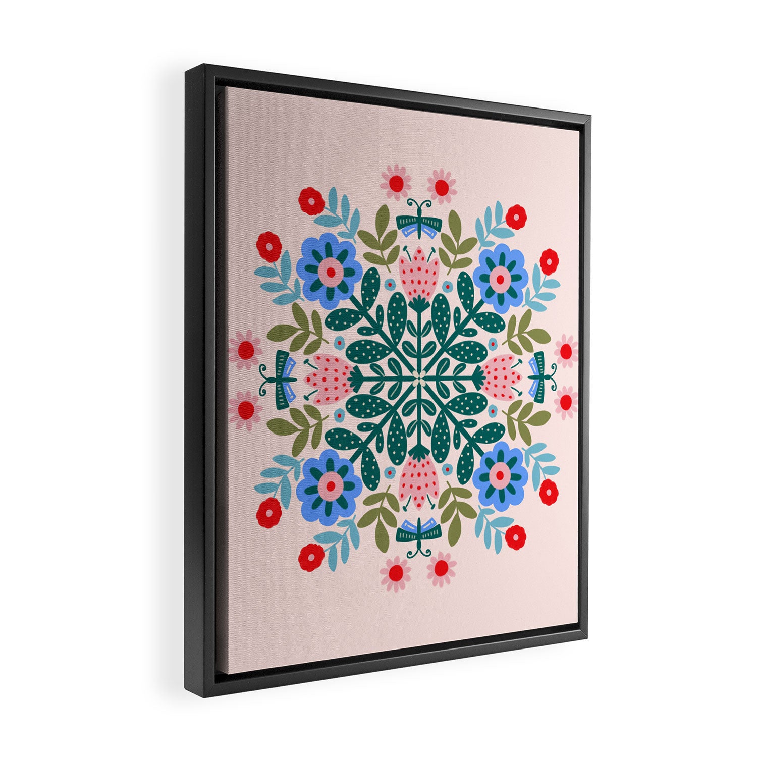 Scandinavian Folk Art Mandala  Framed Canvas Print Gallery Image 2