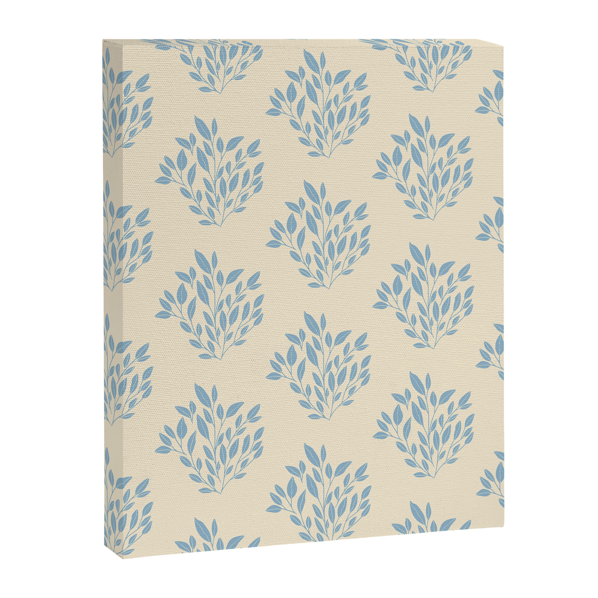 Simple Block Print Pastel Blue and Off-White Pattern  Canvas Print Gallery Image 6