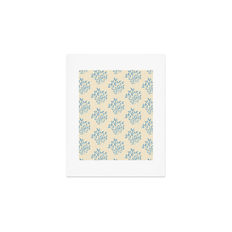 Simple Block Print Pastel Blue and Off-White Pattern  Art Print Gallery Image 1