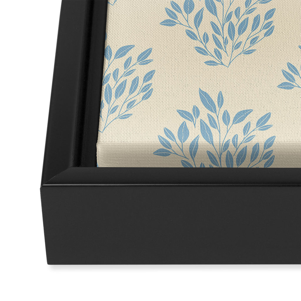 Simple Block Print Pastel Blue and Off-White Pattern  Framed Canvas Print Gallery Image 3