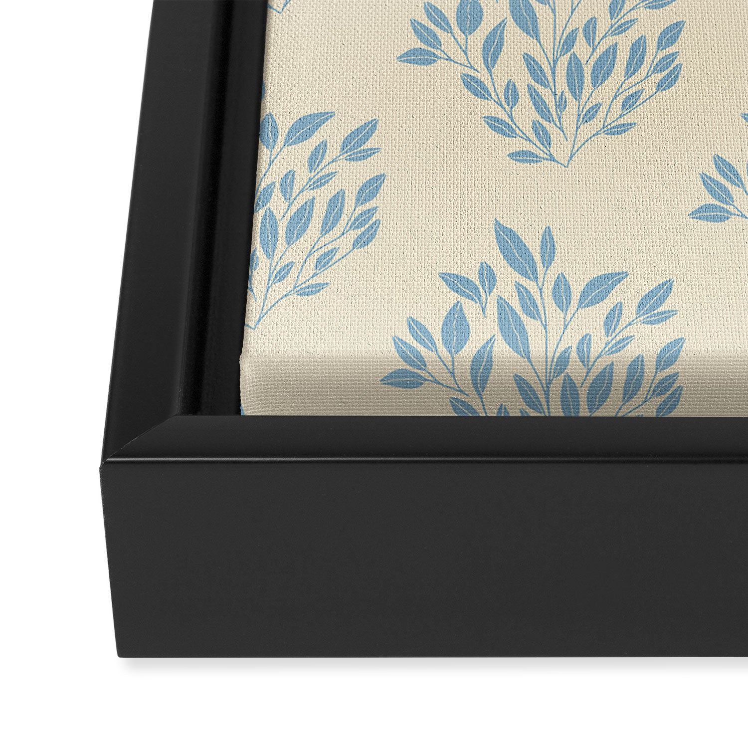 Simple Block Print Pastel Blue and Off-White Pattern  Framed Canvas Print Gallery Image 3