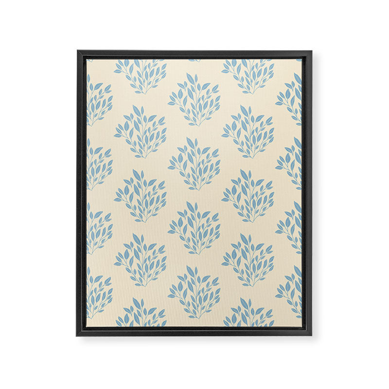 Simple Block Print Pastel Blue and Off-White Pattern  Framed Canvas Print Gallery Image 6