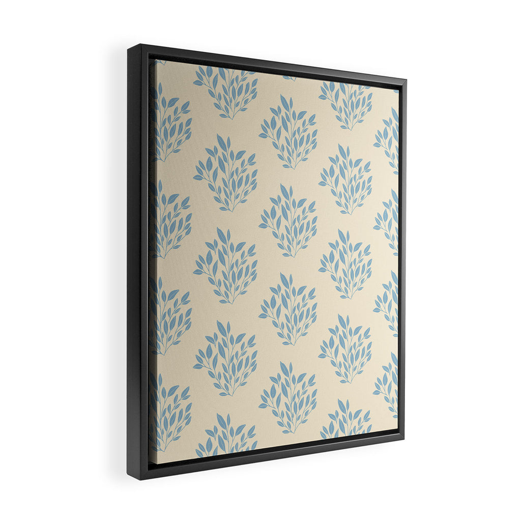 Simple Block Print Pastel Blue and Off-White Pattern  Framed Canvas Print Gallery Image 2