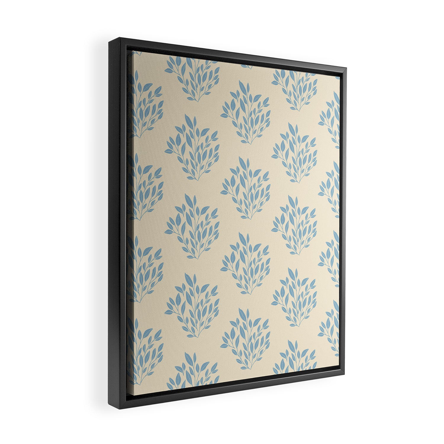 Simple Block Print Pastel Blue and Off-White Pattern  Framed Canvas Print Gallery Image 2